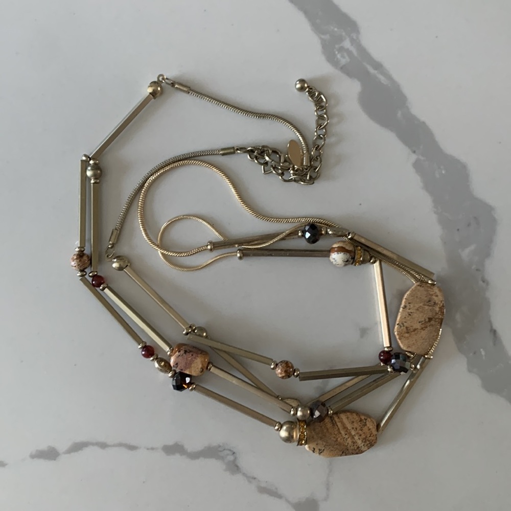 Chicos Gold Double Strand Necklace